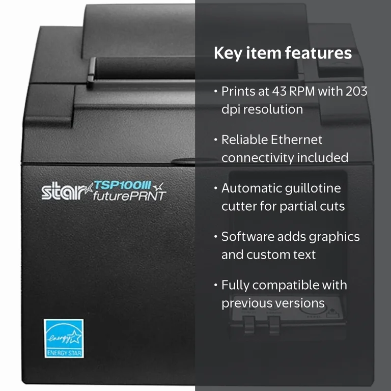 Star Micronics TSP100III Thermal Receipt Printer with Auto-cutter