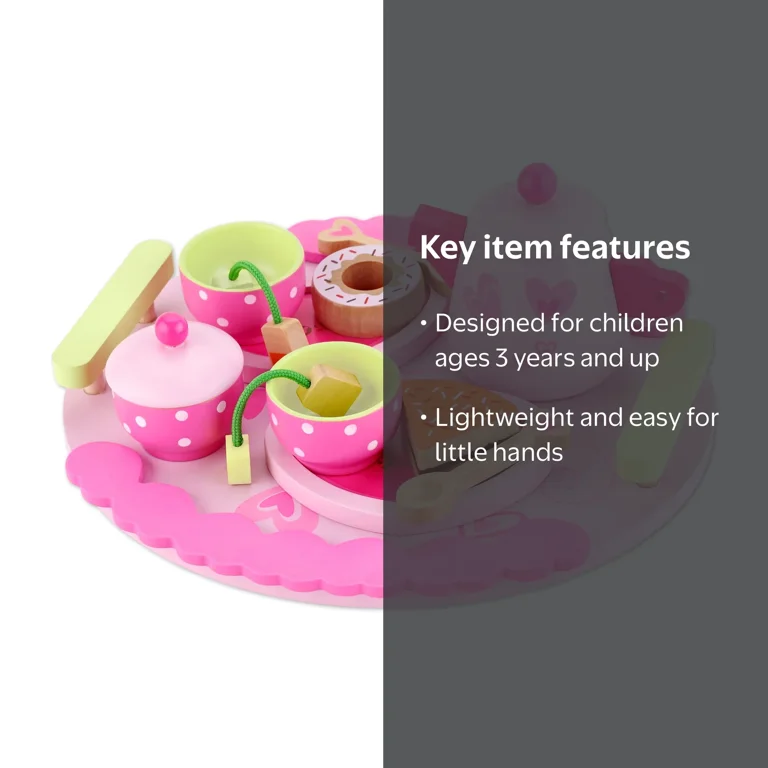 Classic World Toys 15 Piece Afternoon Wood Play Tea Set for