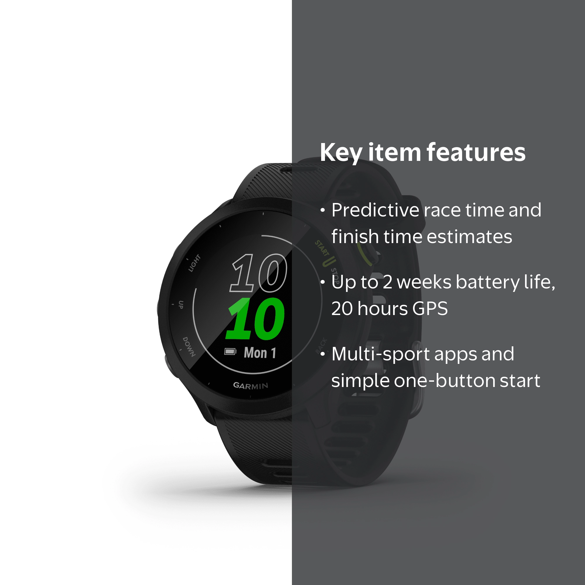 GARMIN, GPS Running Watch, Forerunner 55, Up to 2 Weeks Battery
