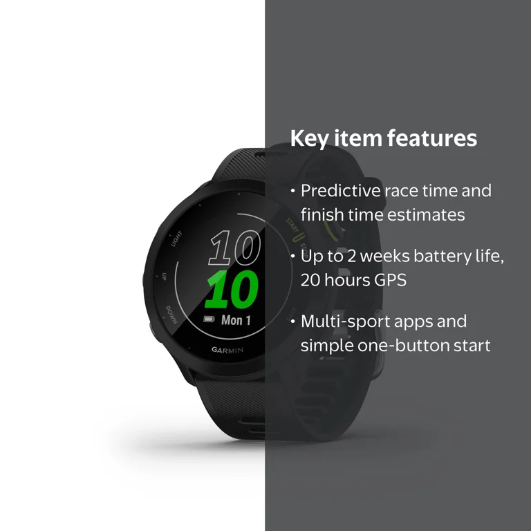 GARMIN, GPS Running Watch, Forerunner 55, Up to 2 Weeks Battery