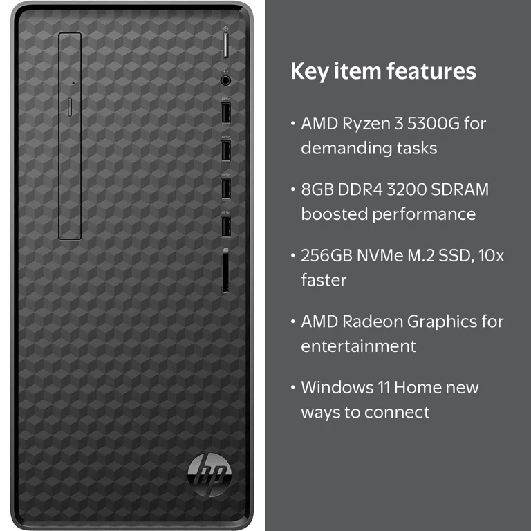 HP - New Gaming Desktop - AMD Ryzen 3, 8GB Memory, 256GB SSD
