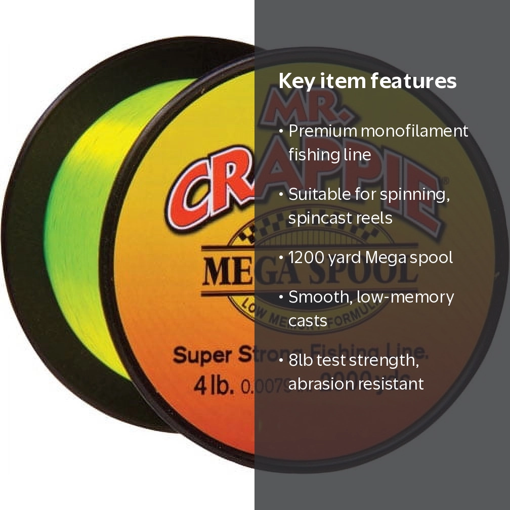 Lew's Mr Crappie Mega Spool Fishing Line 8lb 1200yd Monofilament