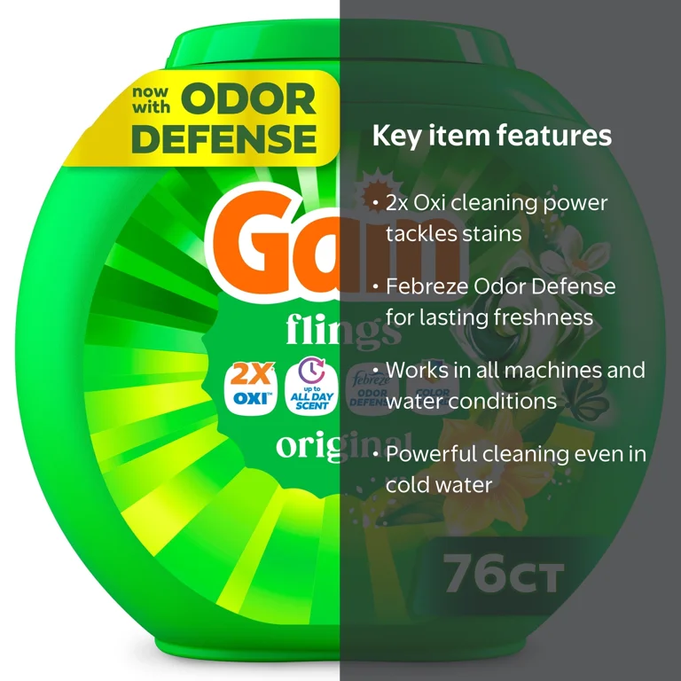 Gain Laundry Detergent Pods 3-in-1 Oxi Boost Febreze Scent, 76
