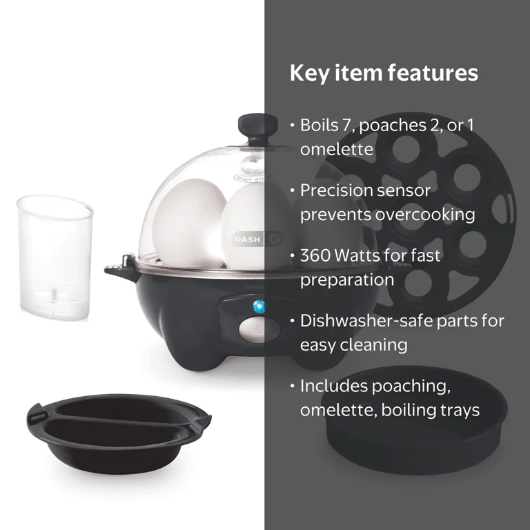 Dash, 3-in-1 Premium Rapid Egg Cooker, 7 Egg Capacity, Dishwasher