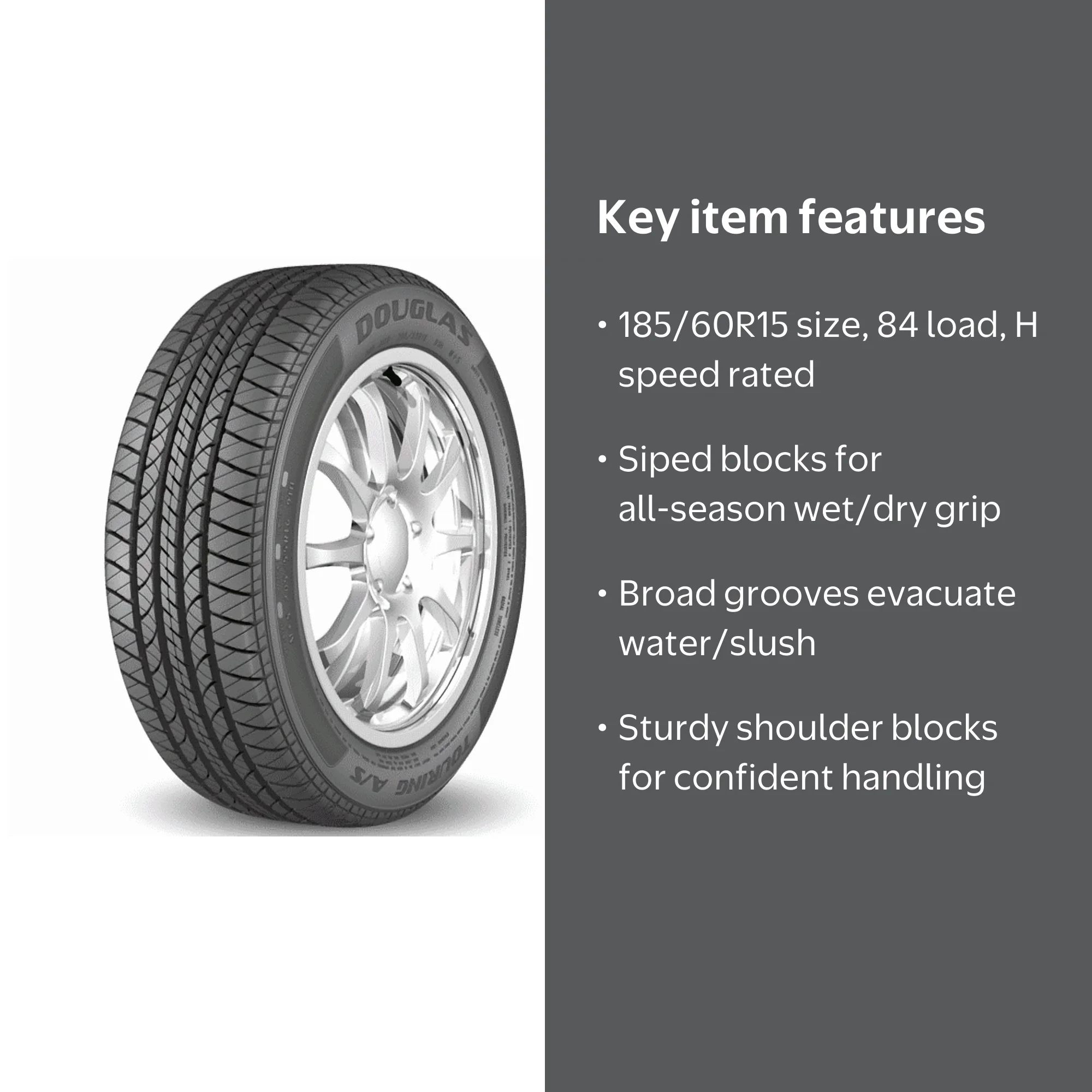 Douglas Touring A/S 185/60R15 84H All-Season Tire - Walmart.com
