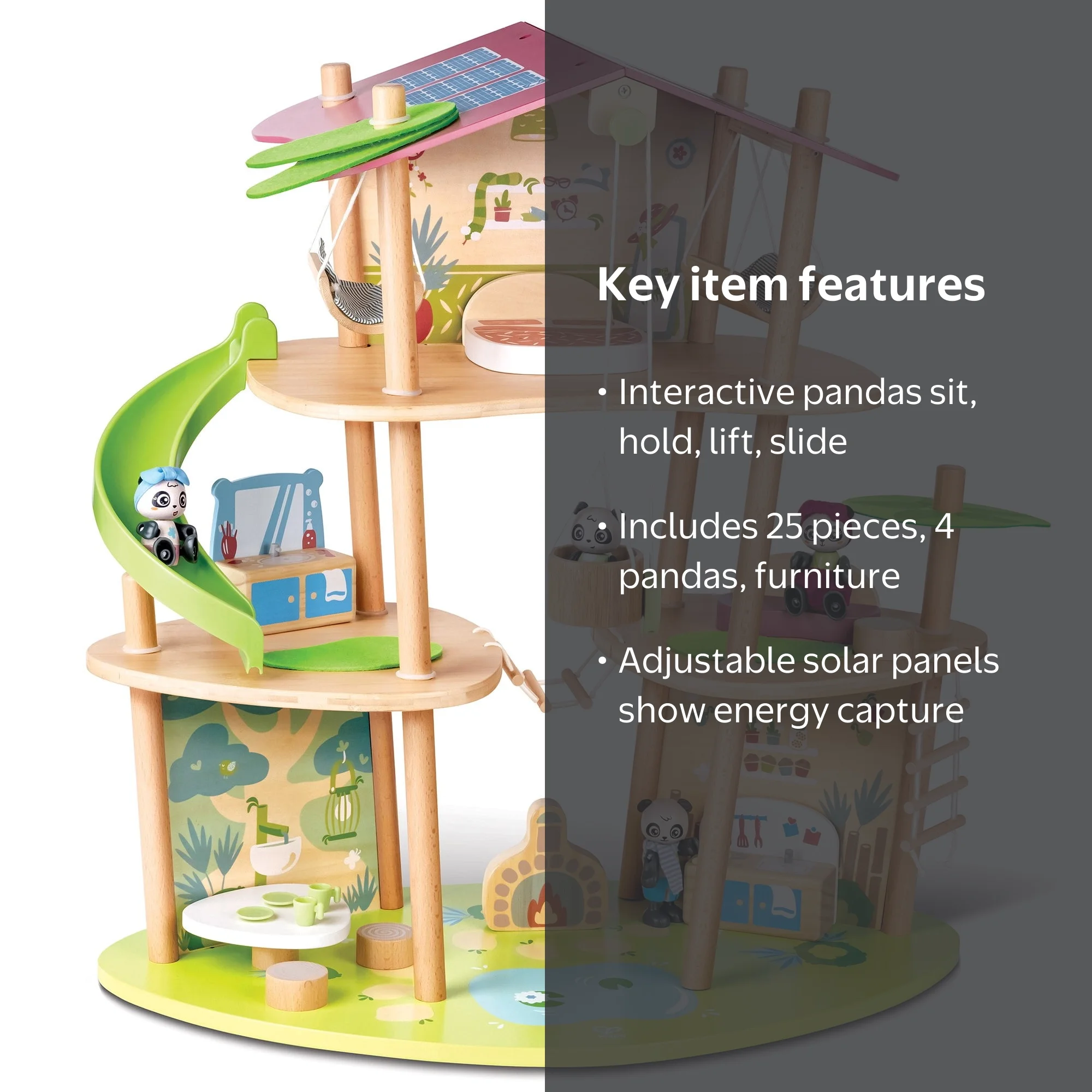 Hape, Pandas Bamboo House, 25pc, Wooden Playset with Eco-Friendly
