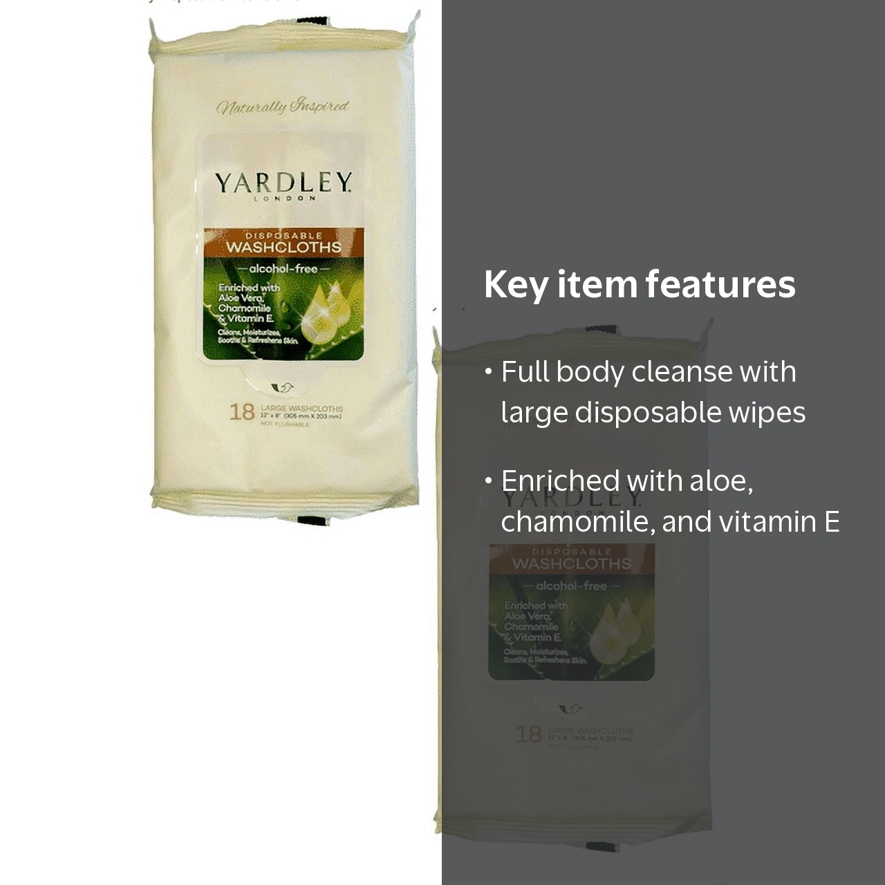 Yardley London, Disposable Aloe Vera Washcloths Set, 18 Count, 2