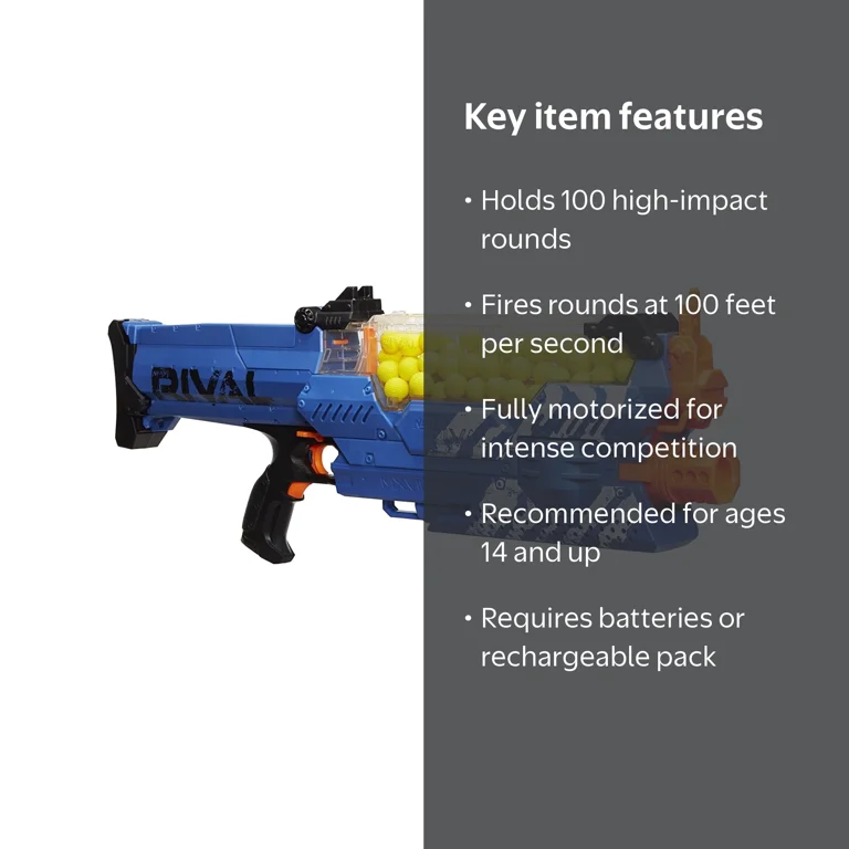 Nerf Rival Nemesis MXVII-10K Motorized Blaster, Blue, 100 FPS