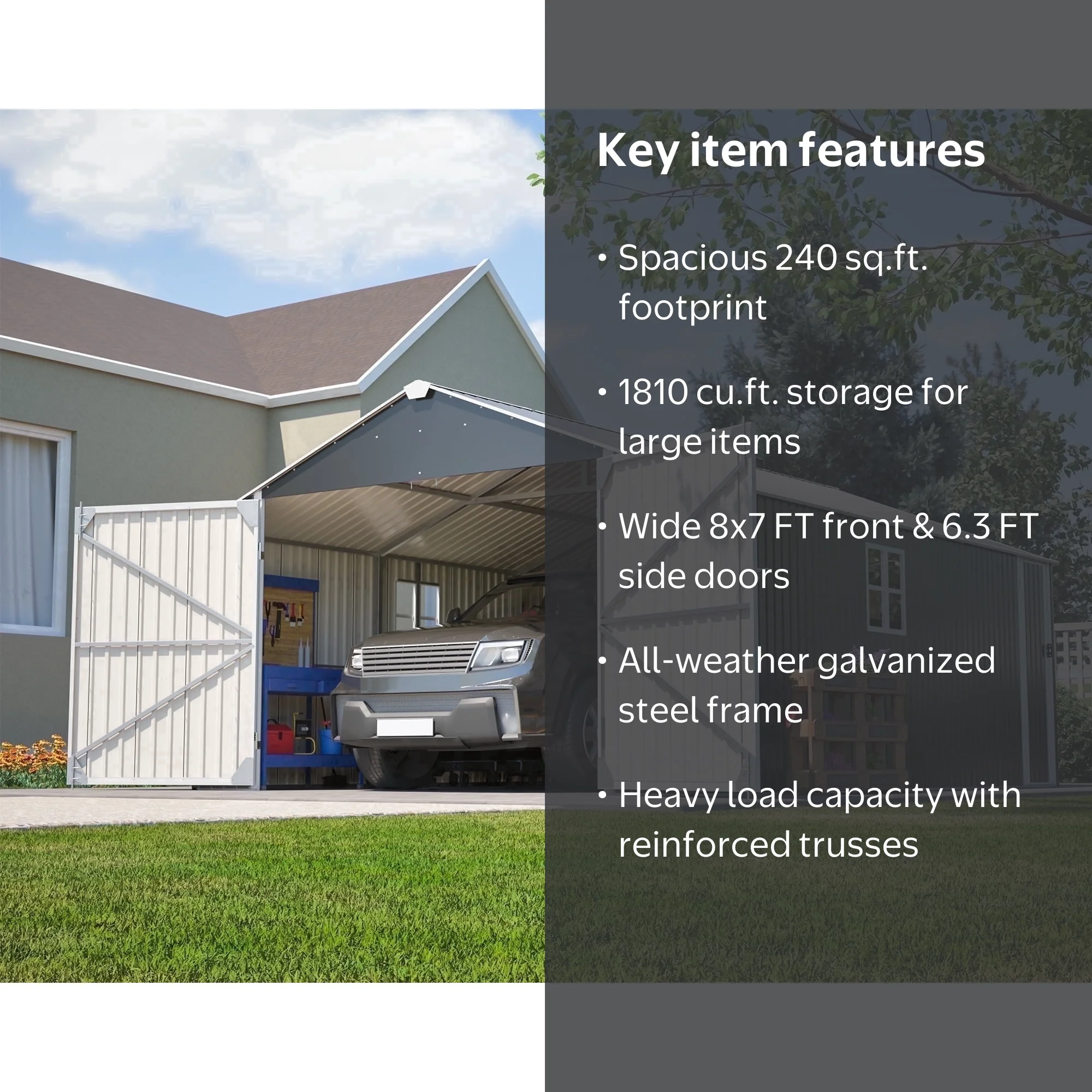 LZBEITEM 20x12 FT Outdoor Metal Garage Shed Extra Large Storage