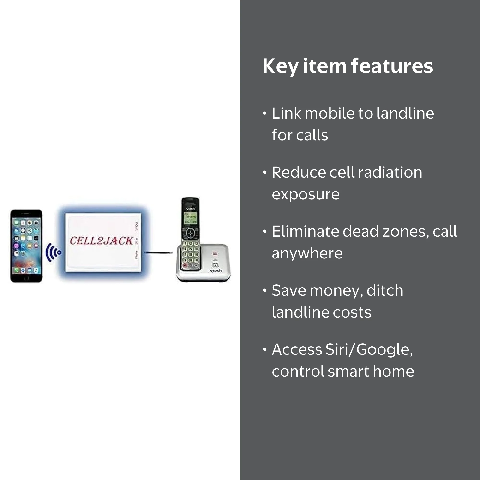 Cell2Jack Bluetooth Adapter, Connect Cellphone to Home Phone