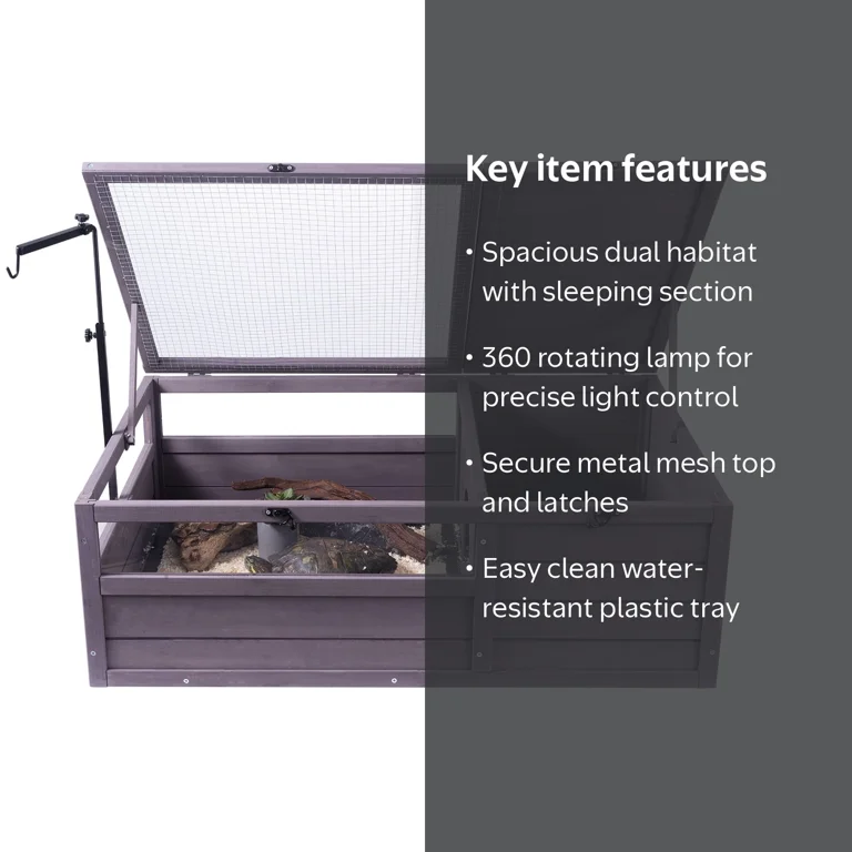 KFFKFF Wooden Tortoise Enclosure with Adjustable Lamp Holder Two