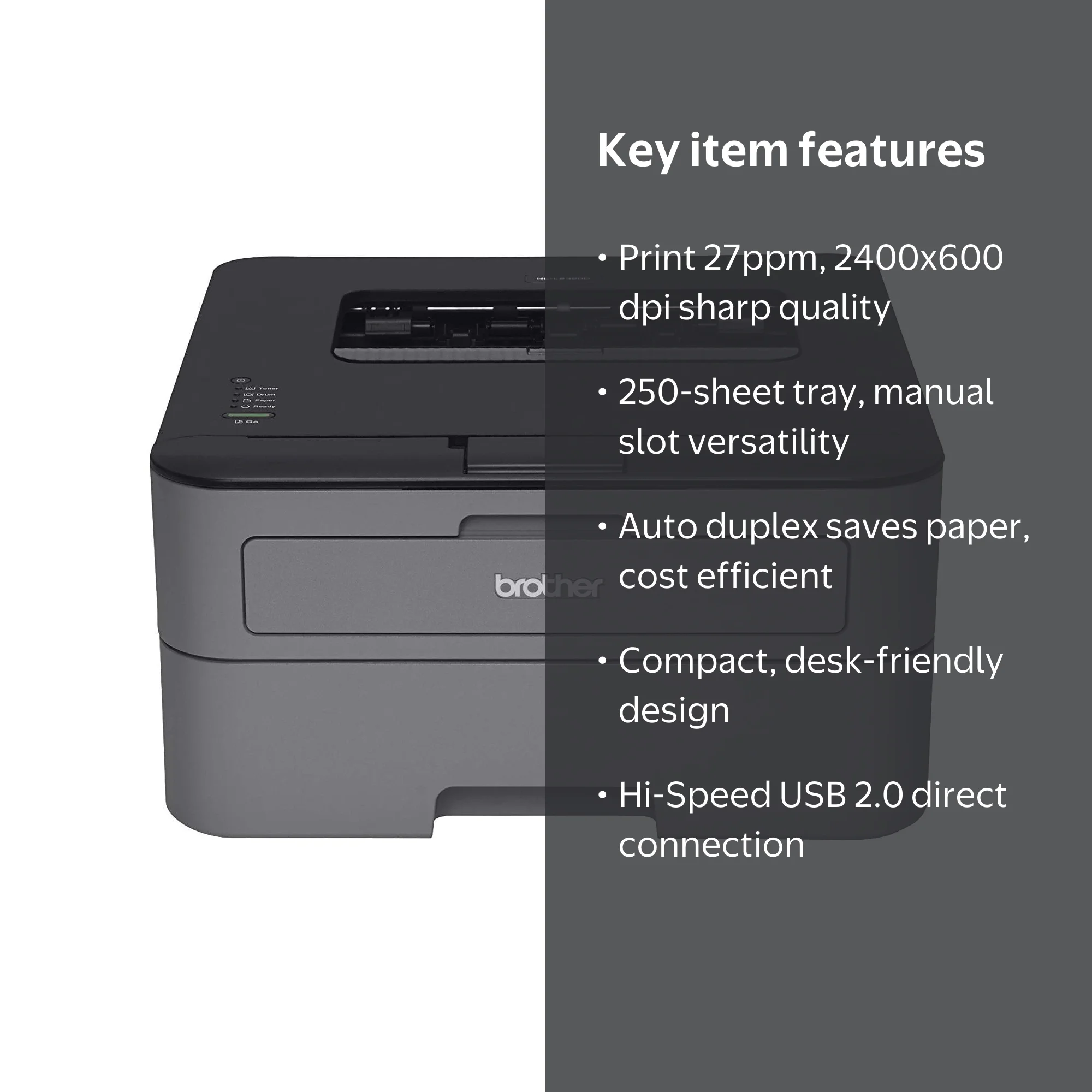 Brother, Laser Printer, HL-L2300d, Monochrome Compact Auto Duplex