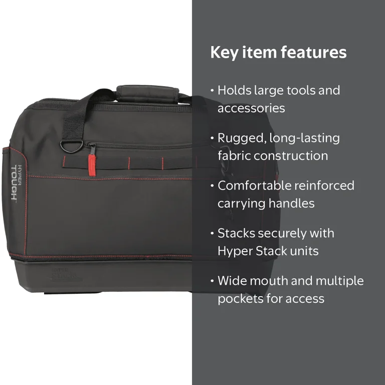 Hyper Tough Hyper Stack Full Size Tool Bag – Heavy-Duty, Stackable