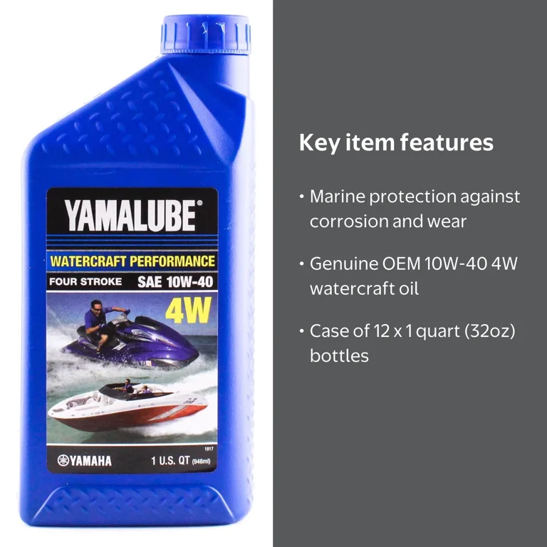Genuine Yamaha Marine OEM 4W Watercraft Engine Oil, 10W-40 1qt