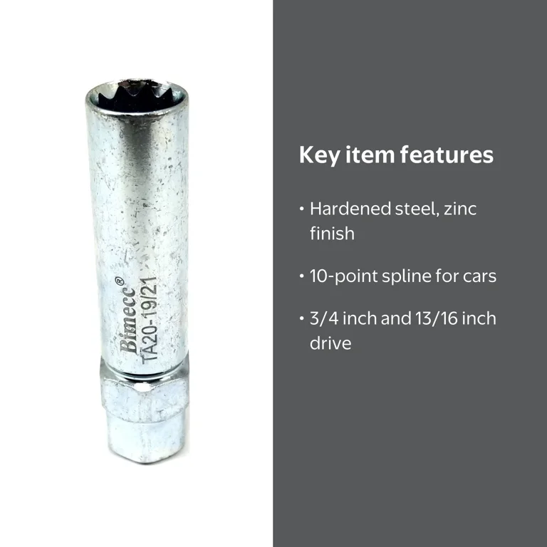 Bimecc TA20-19/21 10-Spline Lug Nut Tool Key, Passenger with 3/4