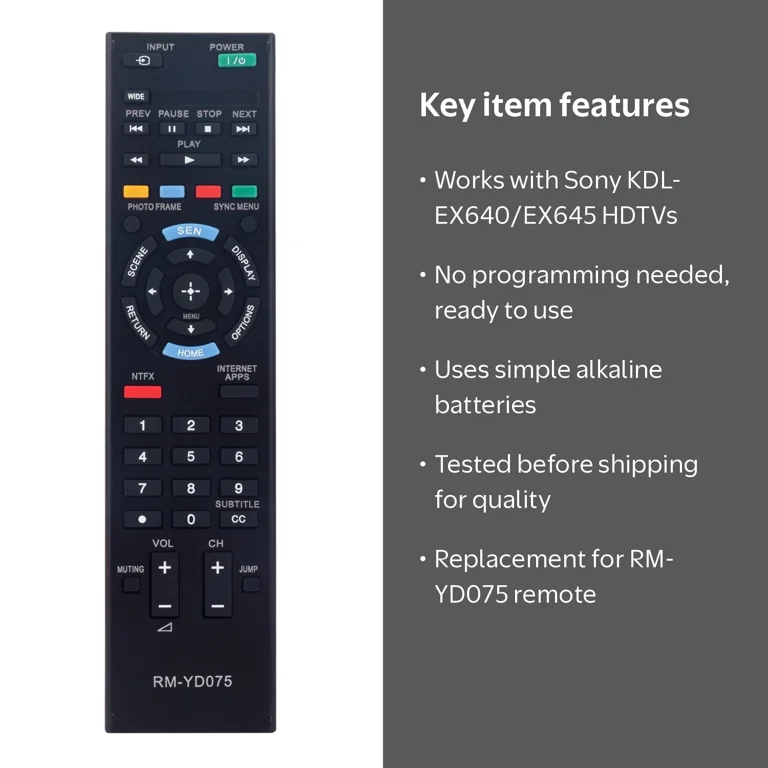 PerFascin, Remote Control, RM-YD075 for Sony LCD HDTV KDL-40EX640