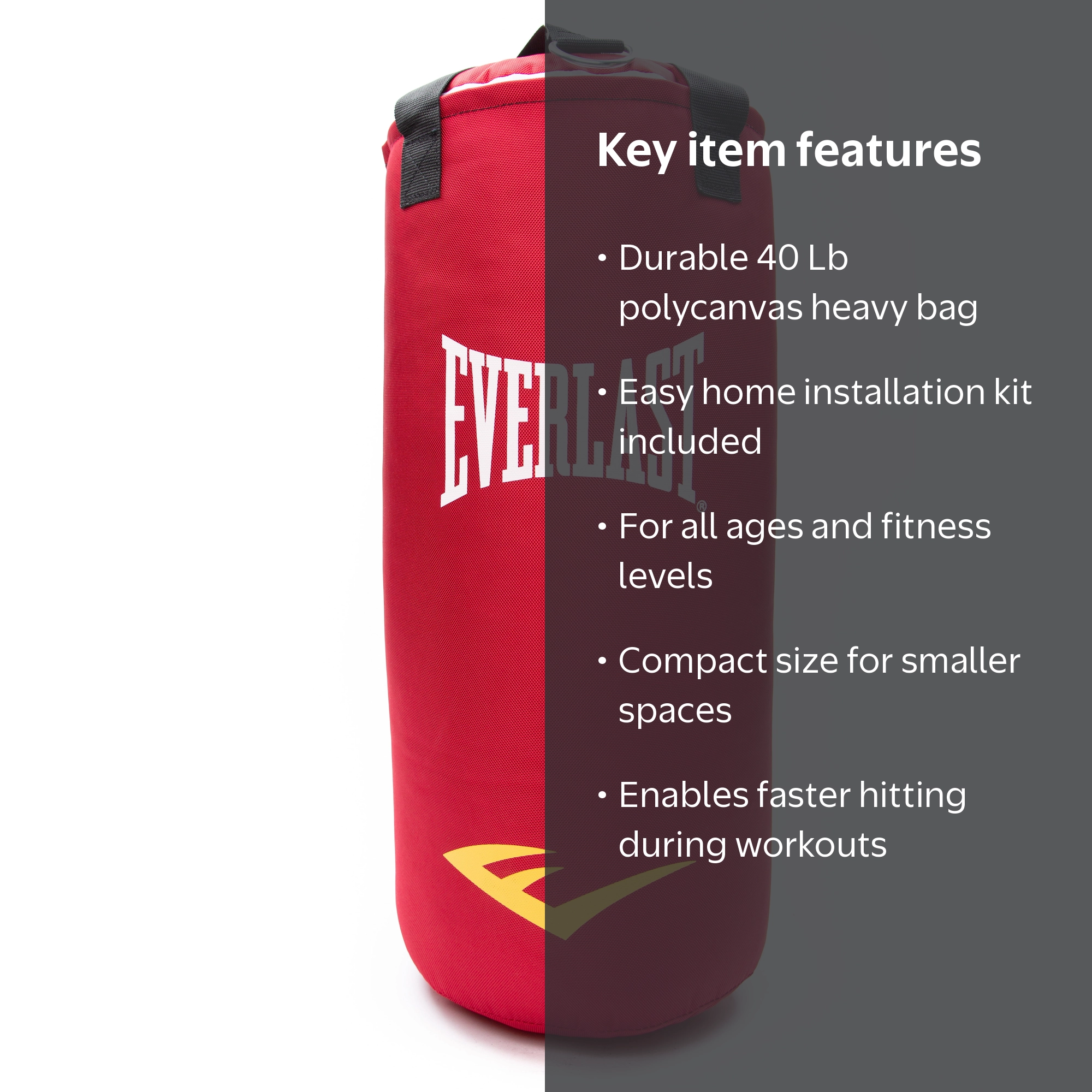 Everlast 40 Lb Heavy Punching Bag Kit for Boxing & Home Gym
