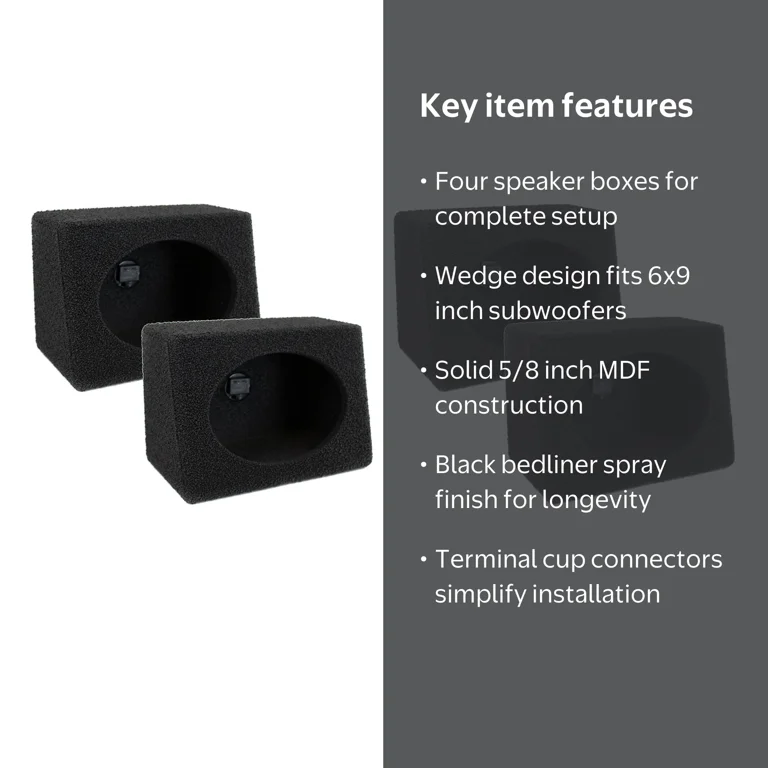 QPower, Car Subwoofer Box, 6x9 inches, Black Bedliner Spray