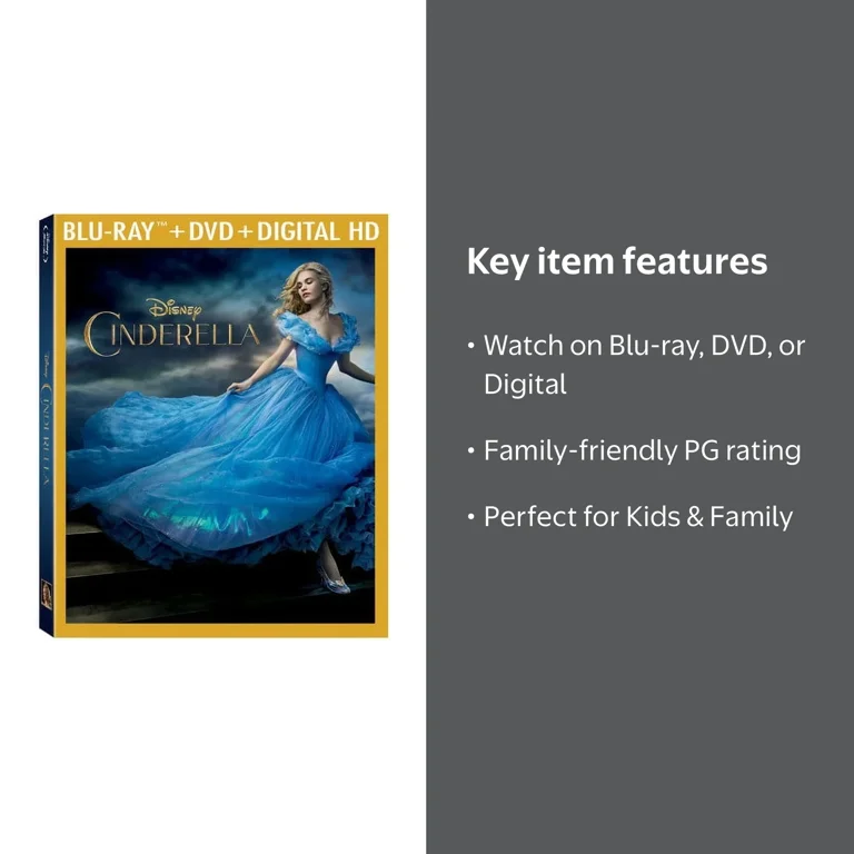 Cinderella (Blu-ray + DVD + Digital Code) - Walmart.com