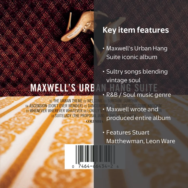 Sony, Music & Performance, Maxwell's Urban Hang Suite CD, Soul R&B