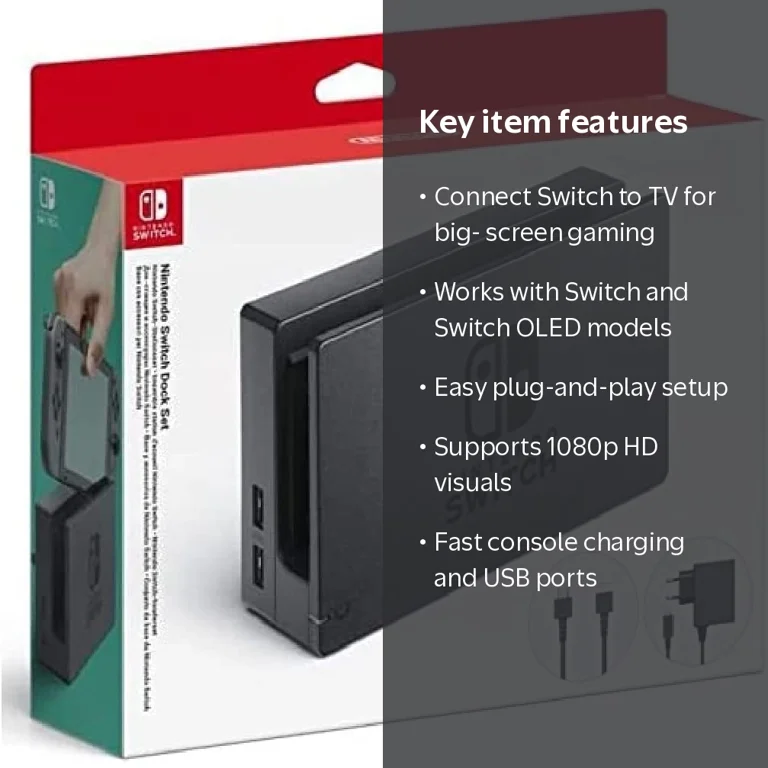Nintendo Switch Docking Station, Black, with HDMI Cable and AC