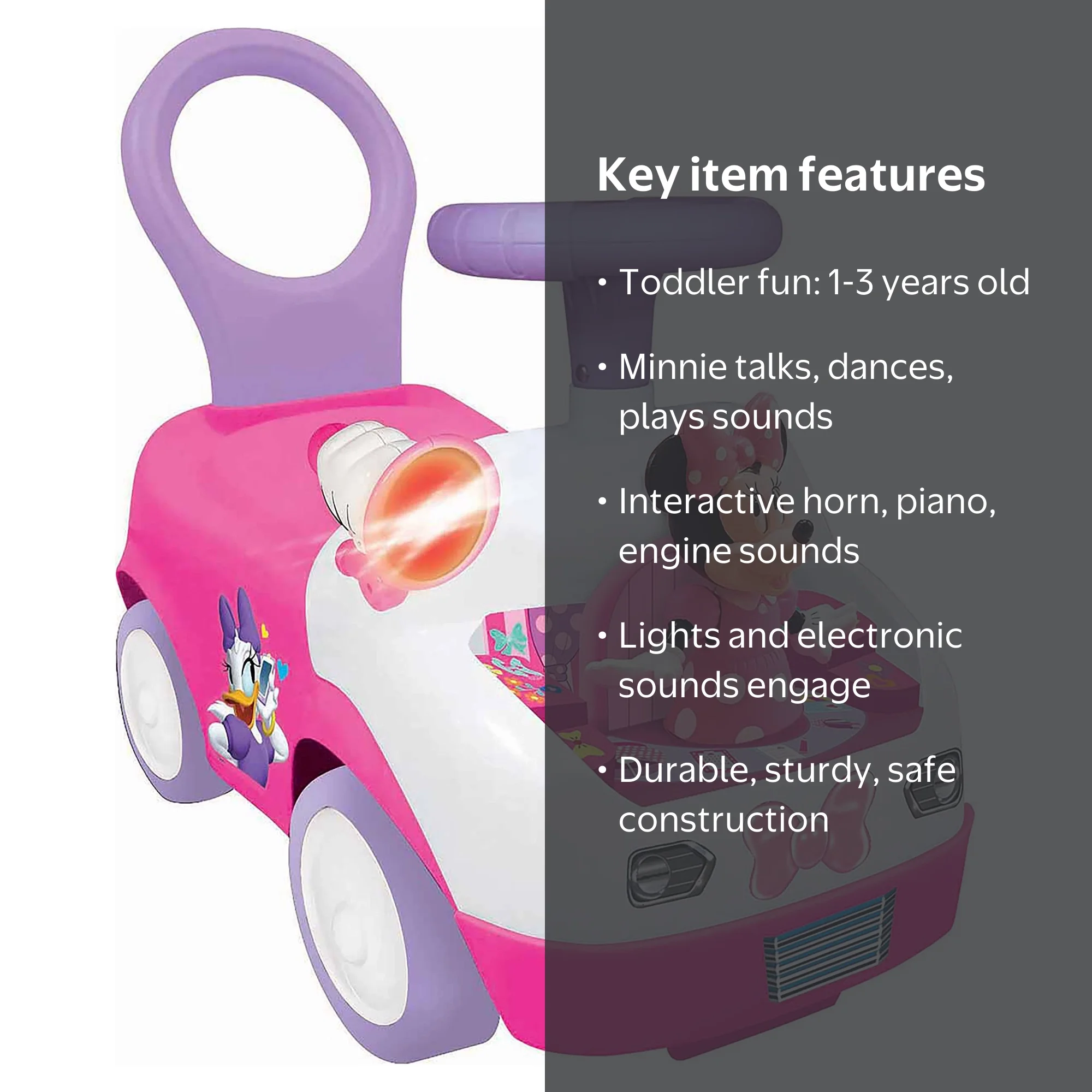 Costway Moto Pour Enfants à Chevaucher Avec Roues Stabilisatrices Phare Klaxon Batterie 6 V Rose