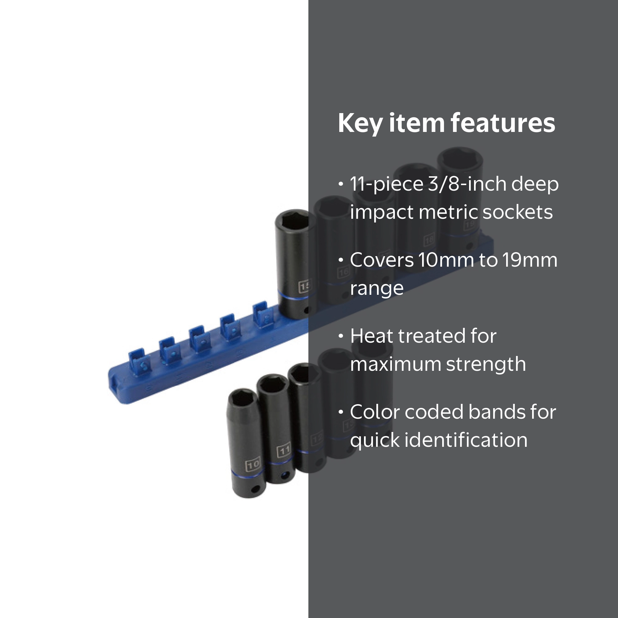 Hyper Tough 11-Piece 3/8-inch Drive Deep Impact Metric Socket Set