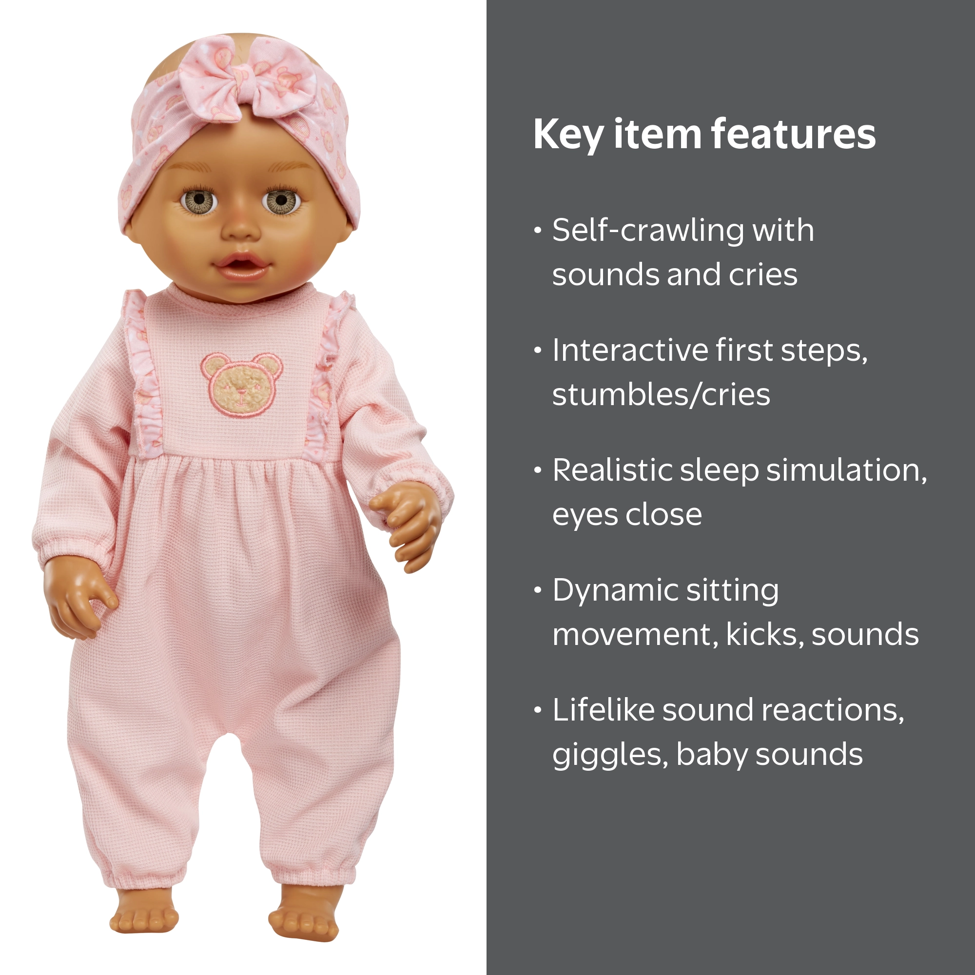 Baby Born, Learn to Walk Baby Doll Olivia, Gray-Green Eyes