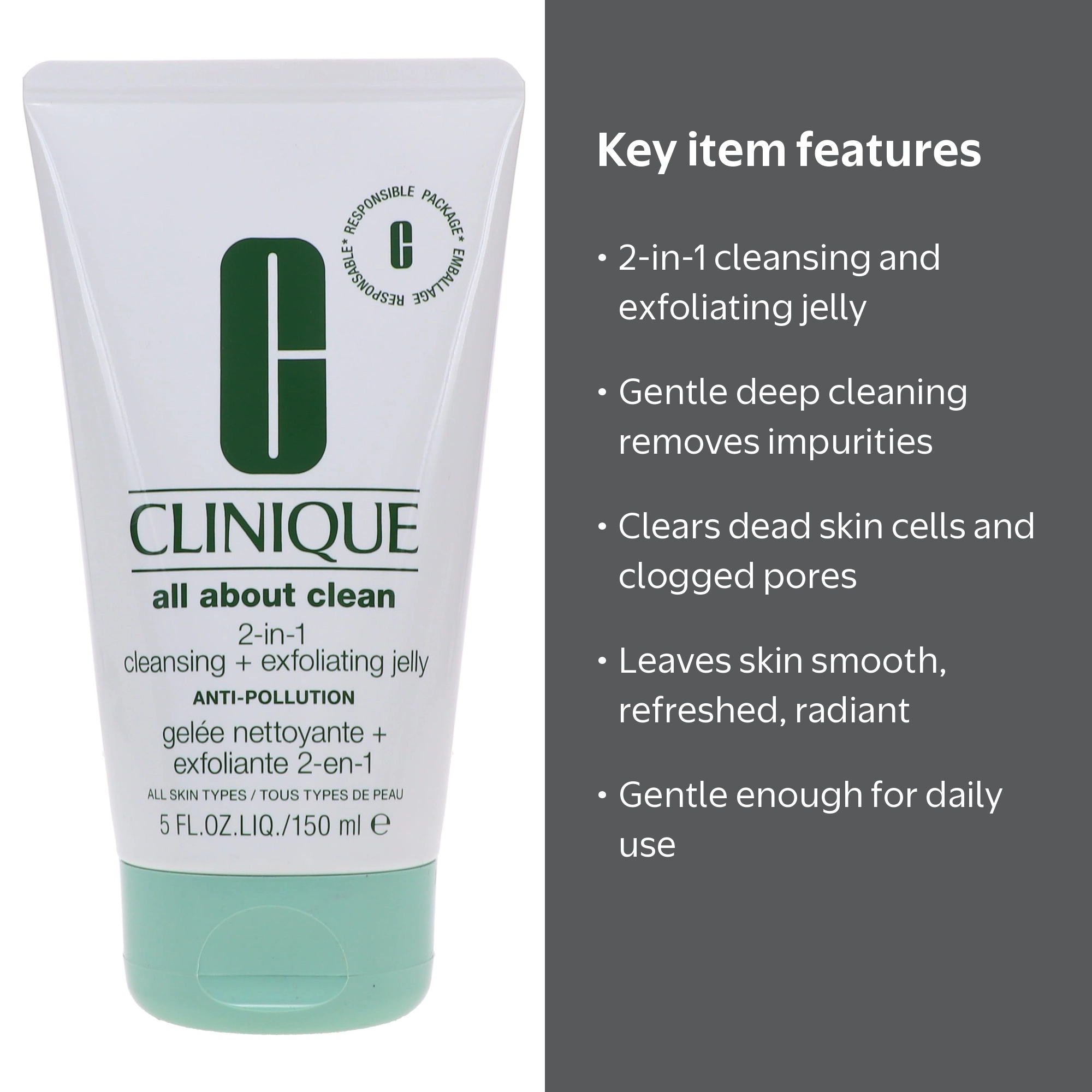 Clinique All About Clean 2-In-1 Cleansing Plus Exfoliating Jelly
