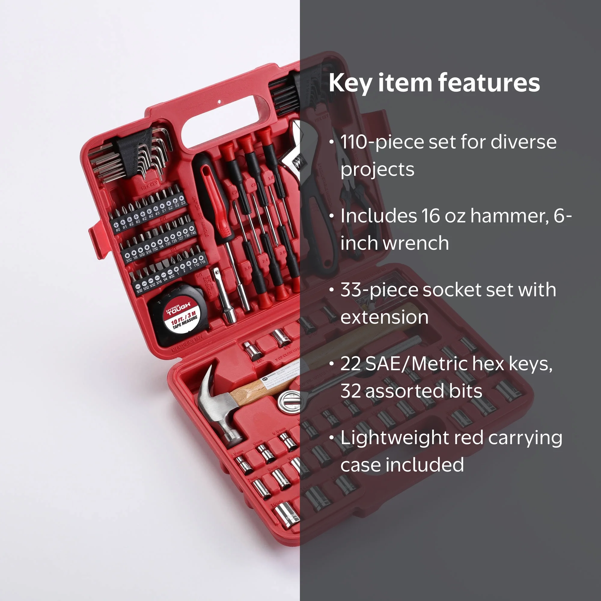 Hyper Tough 110-Piece Home Repair Tool Set With Case - Walmart.com