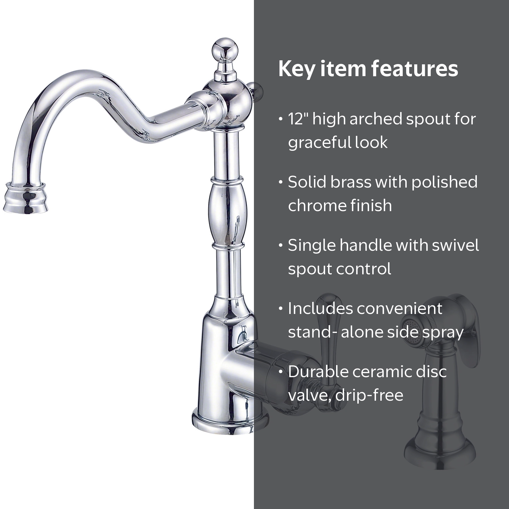 Danze D401157 Opulence Single Handle Kitchen Faucet with Side