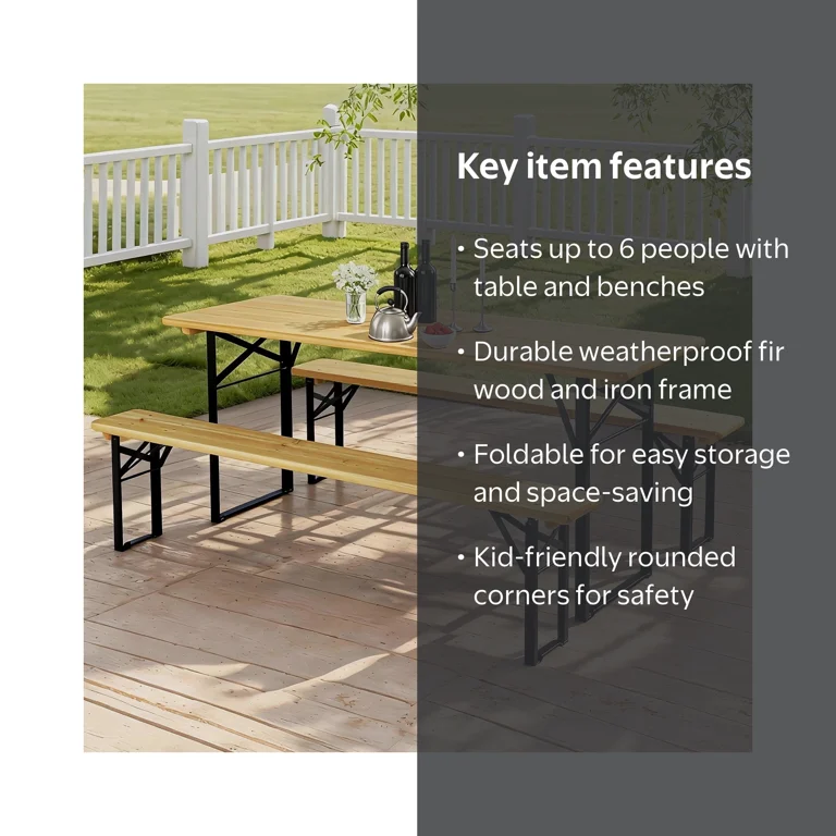 Ktaxon Portable Wood Furniture 6' Outdoor Folding Patio Camping
