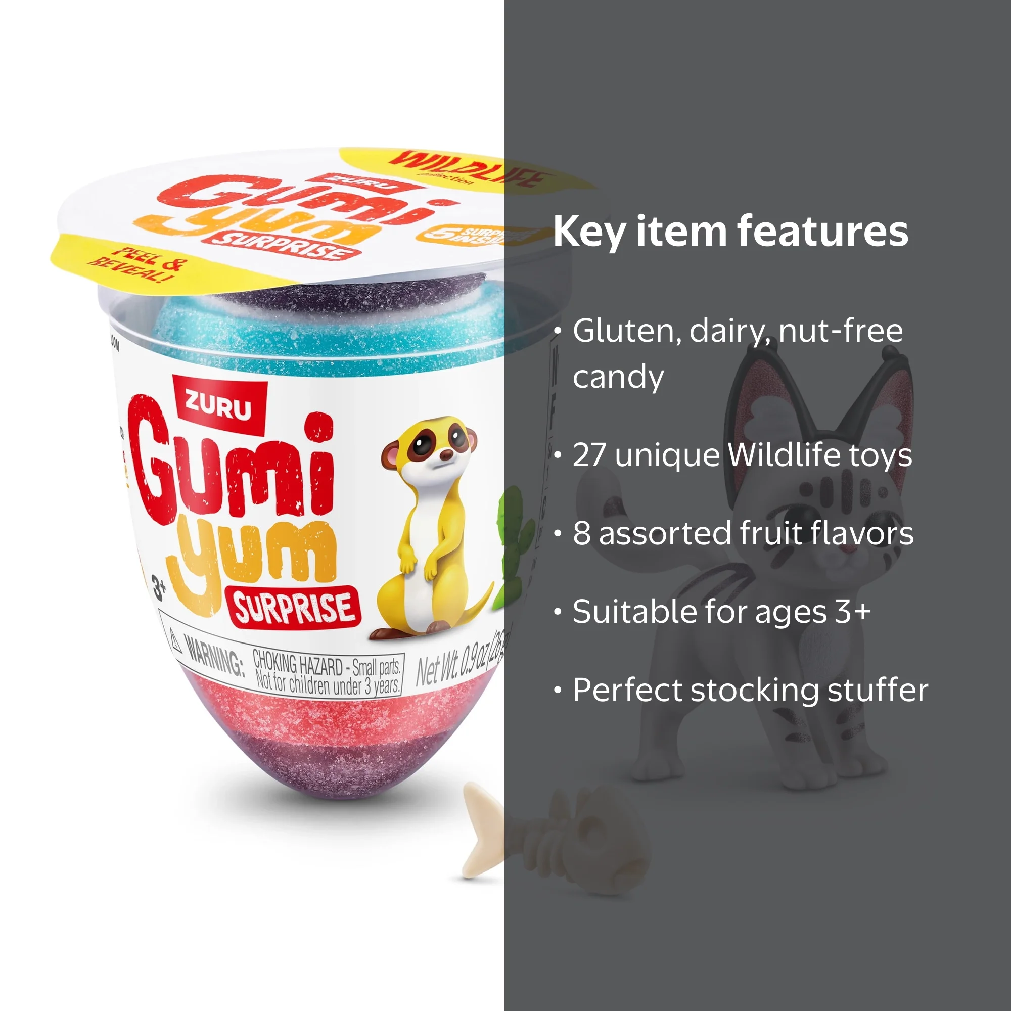 GUMI YUM Wildlife Gumi Yum Surprise Fruit Flavor Candy Egg with