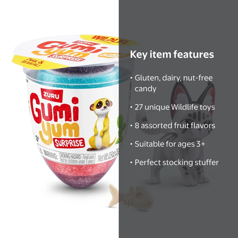 GUMI YUM Wildlife Gumi Yum Surprise Fruit Flavor Candy Egg with