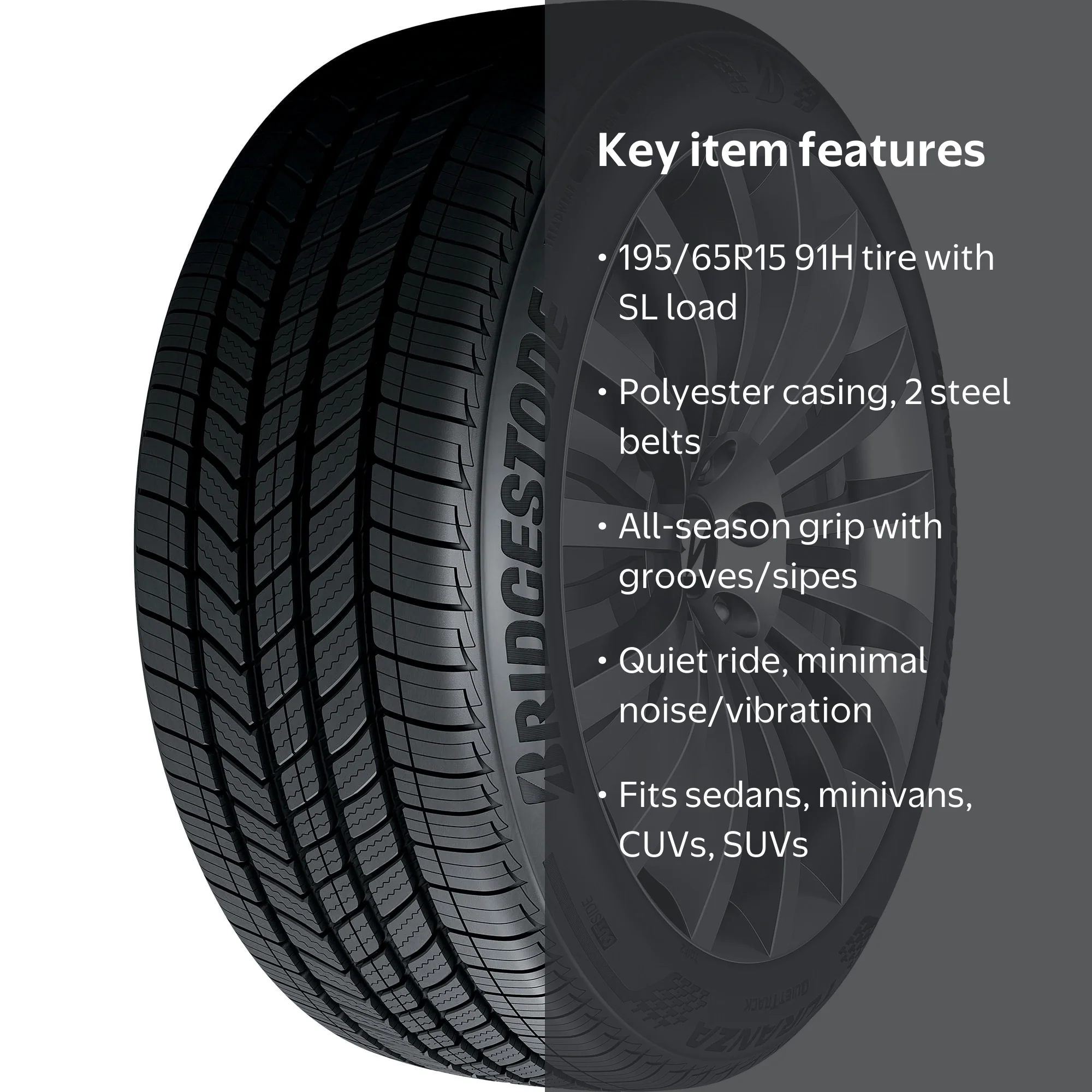 Bridgestone Turanza QuietTrack All-Season 195/65-15 91H Tire