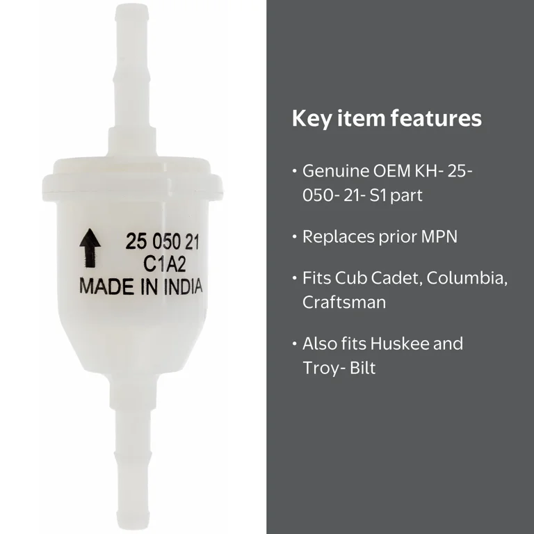 CUB CADET OEM Fuel Filter KH-25-050-21-S1 for XT1-LT42, XT1-LT46