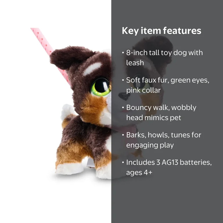 furReal Walk-A-Lots Bernedoodle Interactive Toy, 8-inch Walking