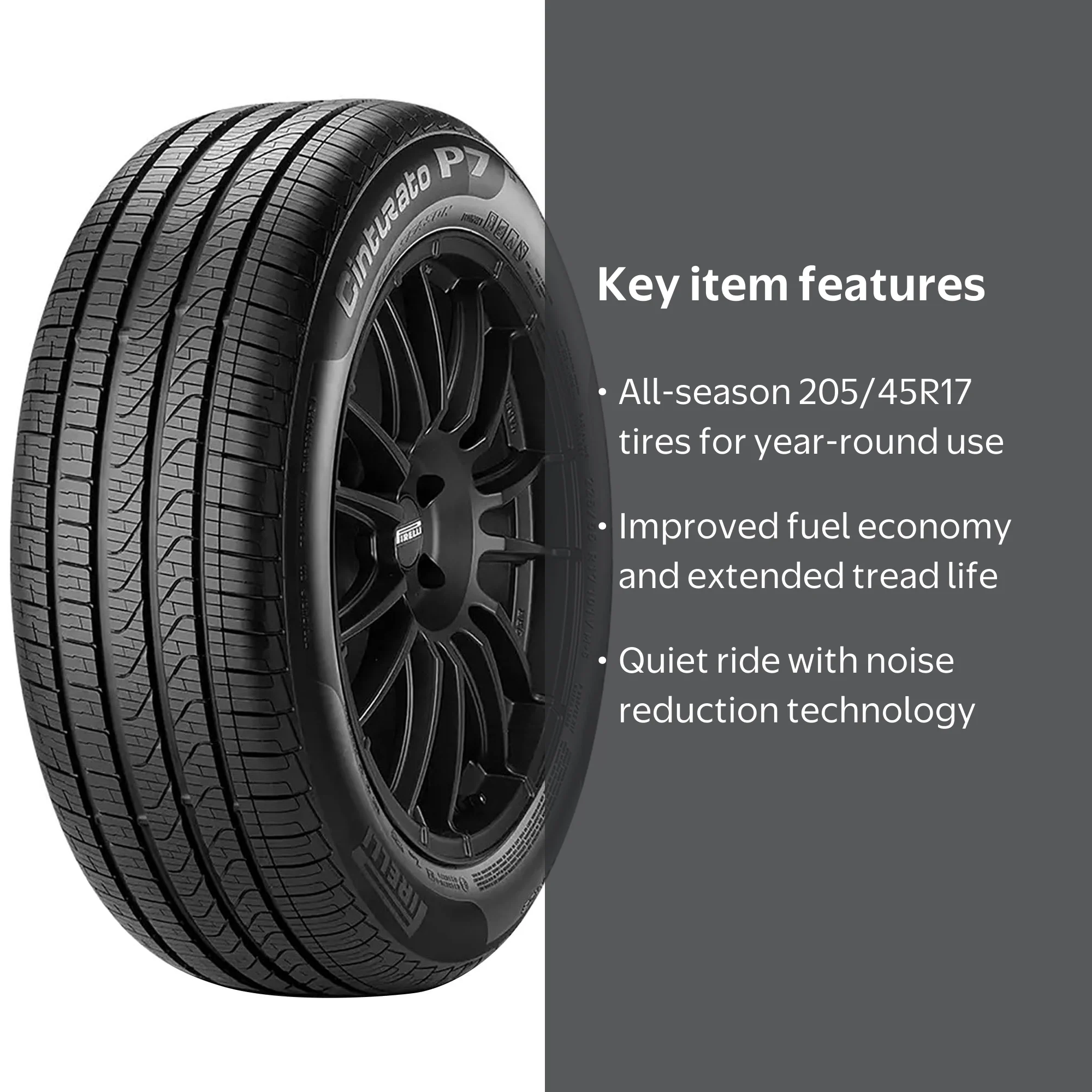 2022年　ピレリ　チントゥラート　P7　205/45R17　バリ溝95%　4本 Pirelli Cinturato P7 XL Passenger Tire 205/45R17 88V All Season