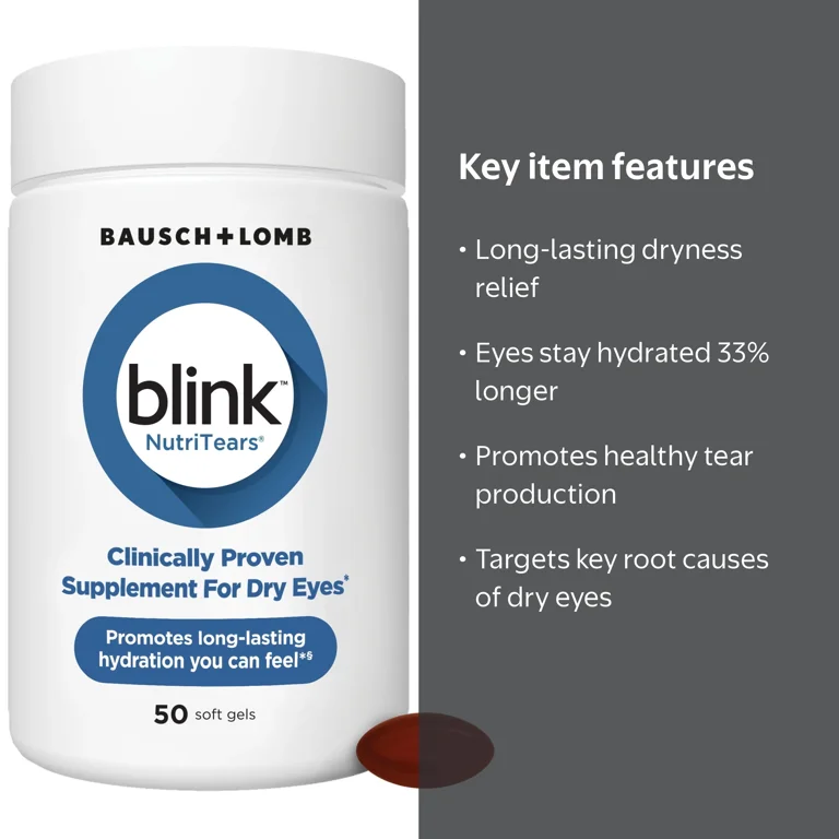 d blink glutathione supplement Blink NutriTears Vitamin and Supplement for Dry Eye Care and Vision Health  with Lutein and Zeaxanthin Softgels, 50 Count