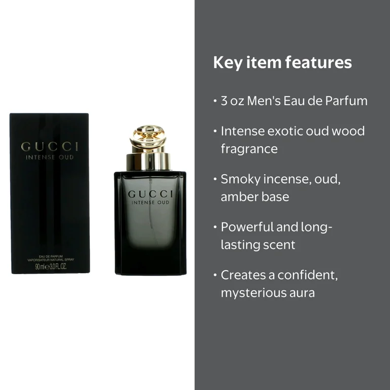 Gucci Intense Oud EDP Spray for Men, 3 oz, Luxurious Oud Wood