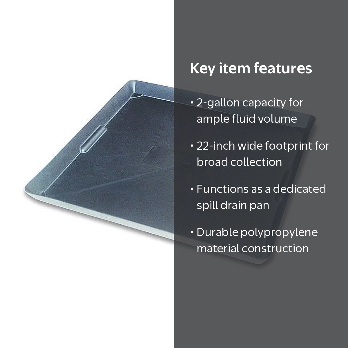 22x22 Inch Black Utility Plastic Drain Pan, Drip Tray