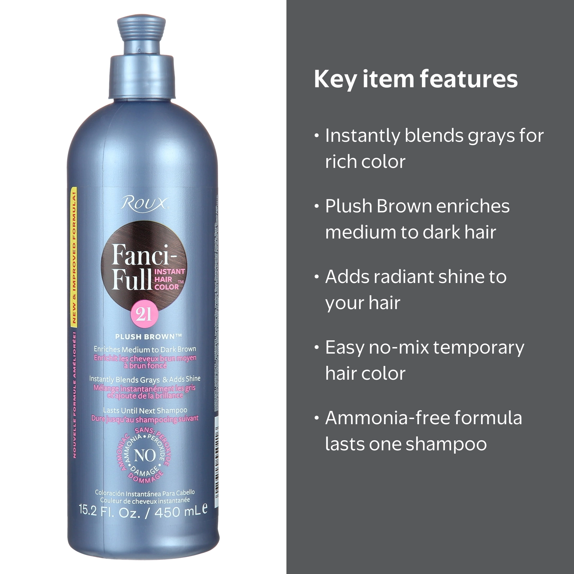 シャンプー May Roux Fanci-Full Rinse 21 Plush Brown, 15.2 oz. for Gray Hair