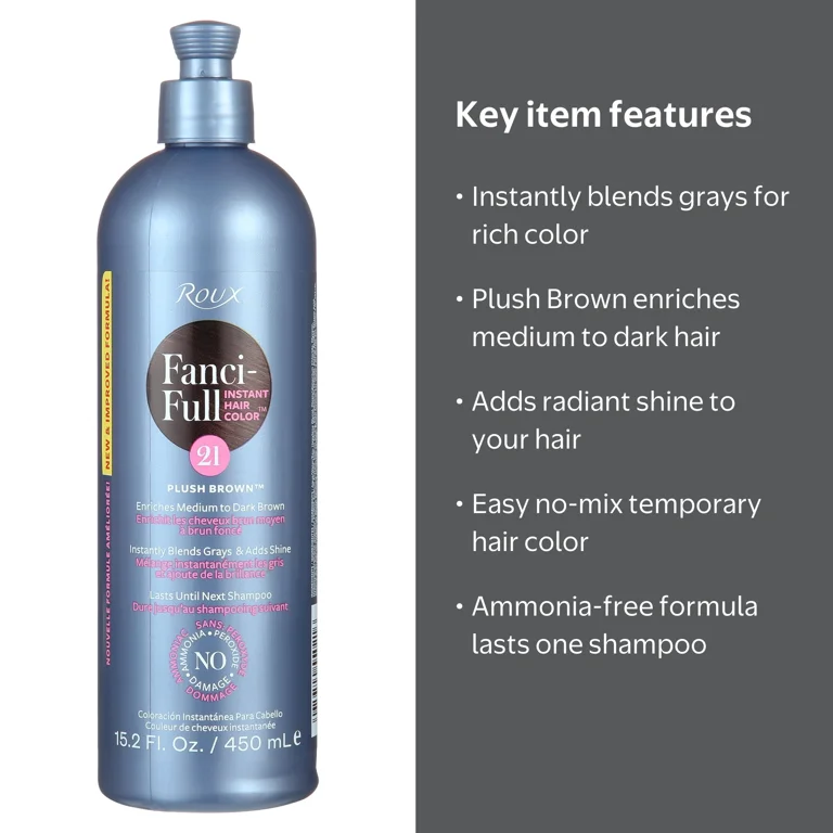 Roux Fanci-Full Rinse 21 Plush Brown, 15.2 oz. for Gray Hair