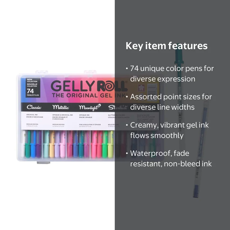 Sakura Gelly Roll Metallic Stardust Ink Pen Set - 74 Pieces
