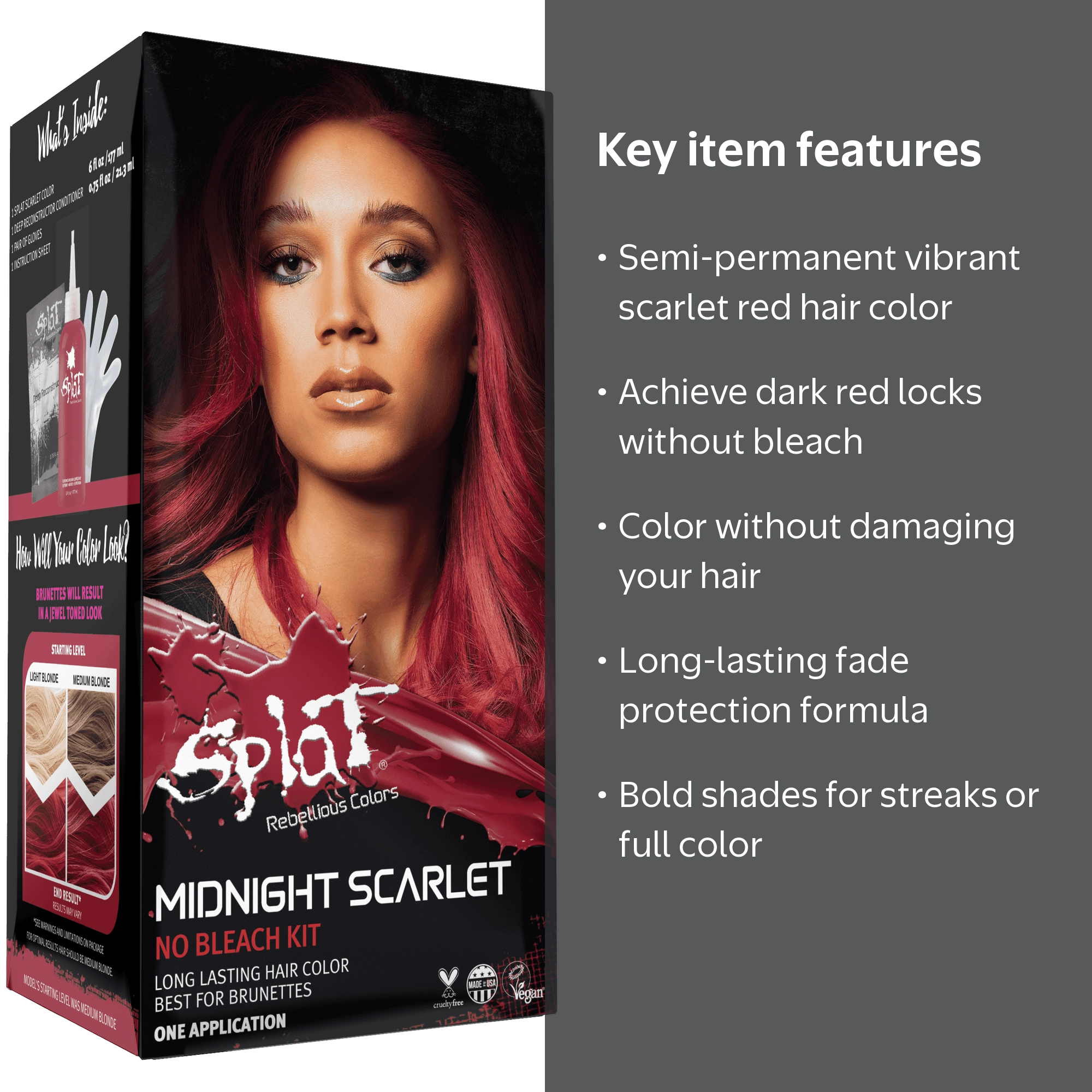 2PACK) Splat Midnight Scarlet Hair Dye, Semi-Permanent Red Hair
