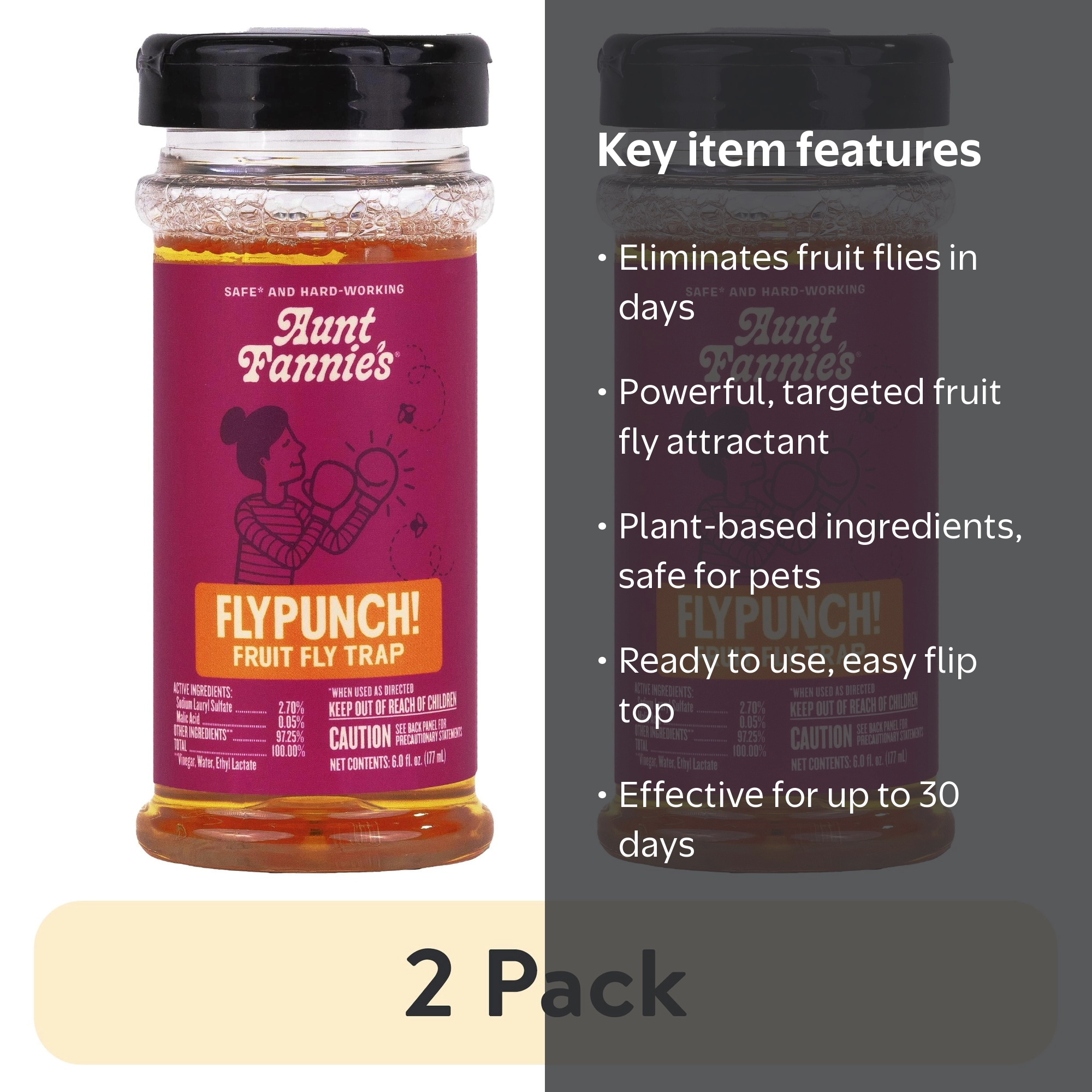 2 pack) Aunt Fannie's FlyPunch Fruit Fly Trap, 6.0 Fluid Ounce