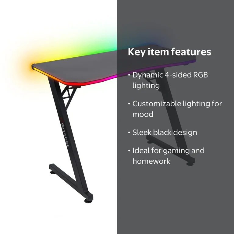 X Rocker Kids Junior Pulsar Gaming Desk with RGB Lighting
