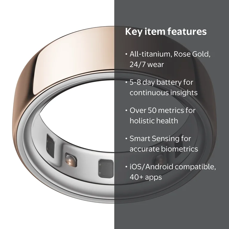 Oura Ring 4, Rose Gold, Size 8, Smart Wearable, Sleep, Fitness