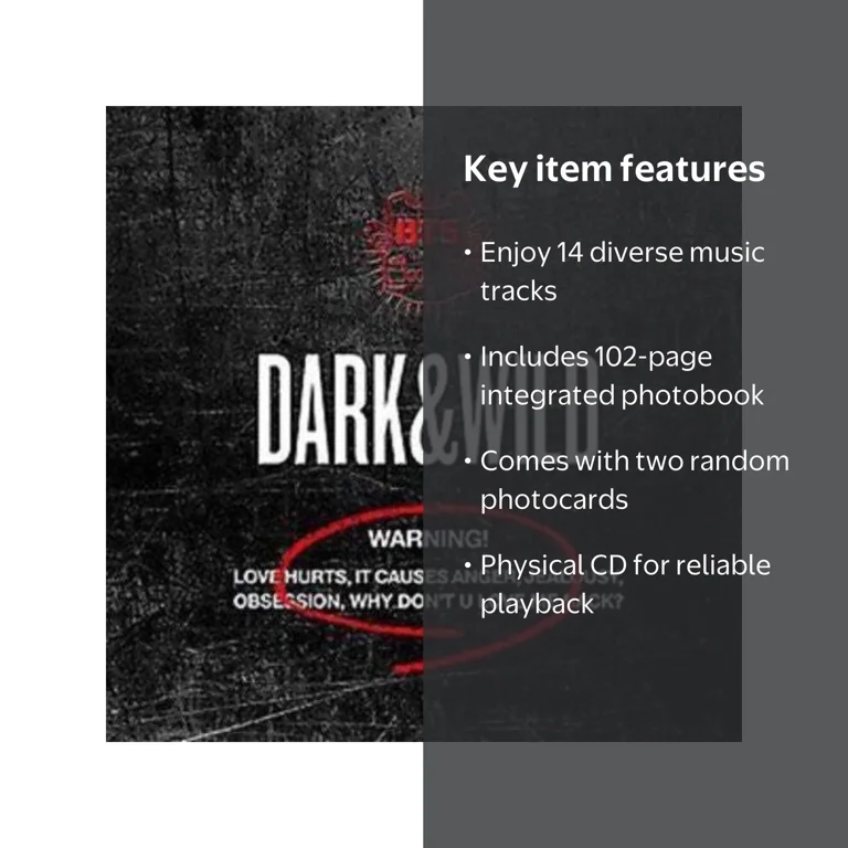 BTS - Dark & Wild Vol.1 KPOP Album with 100-page booklet & two