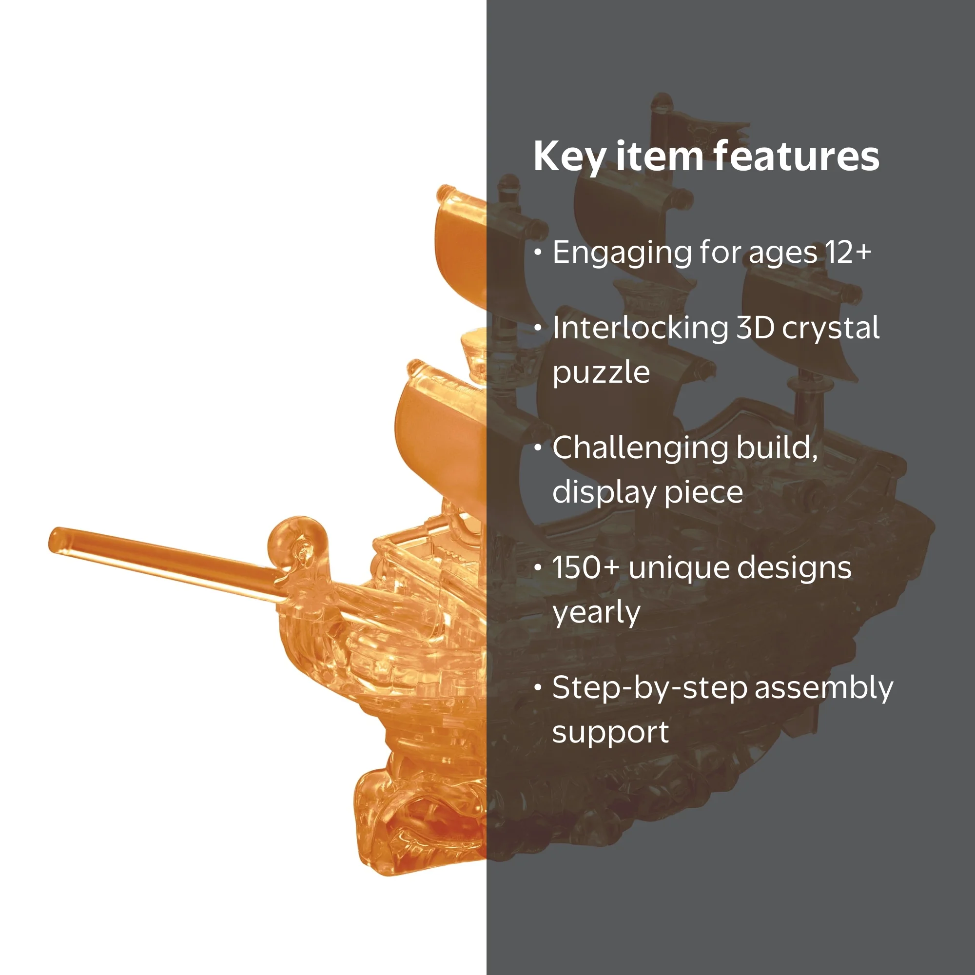 Pirate Ship Original 3D Crystal Puzzle from BePuzzled, Ages 12 and
